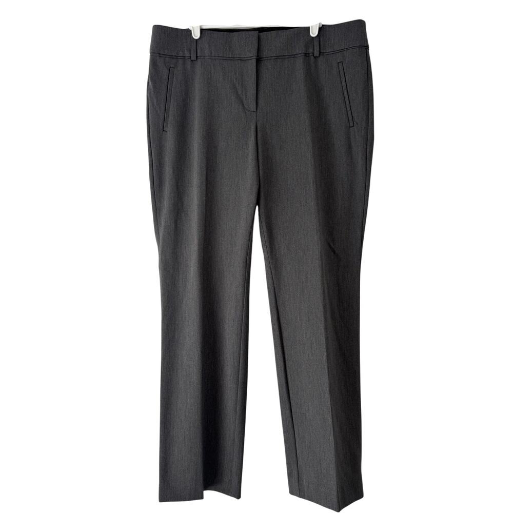Ann Taylor Loft Marisa Straight Pants Women's 14 Gray Pleated Stretch Business